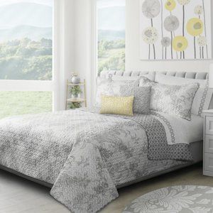 New Transition Grey 3-Piece Bedding Quilt Set • Reversible • DOUBLEQUEEN